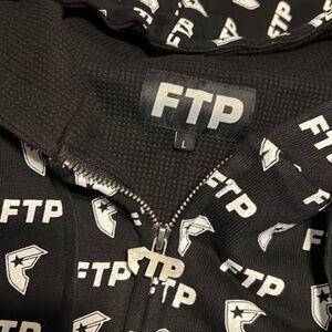 FTP Black Hoodie with White All-Over Logo